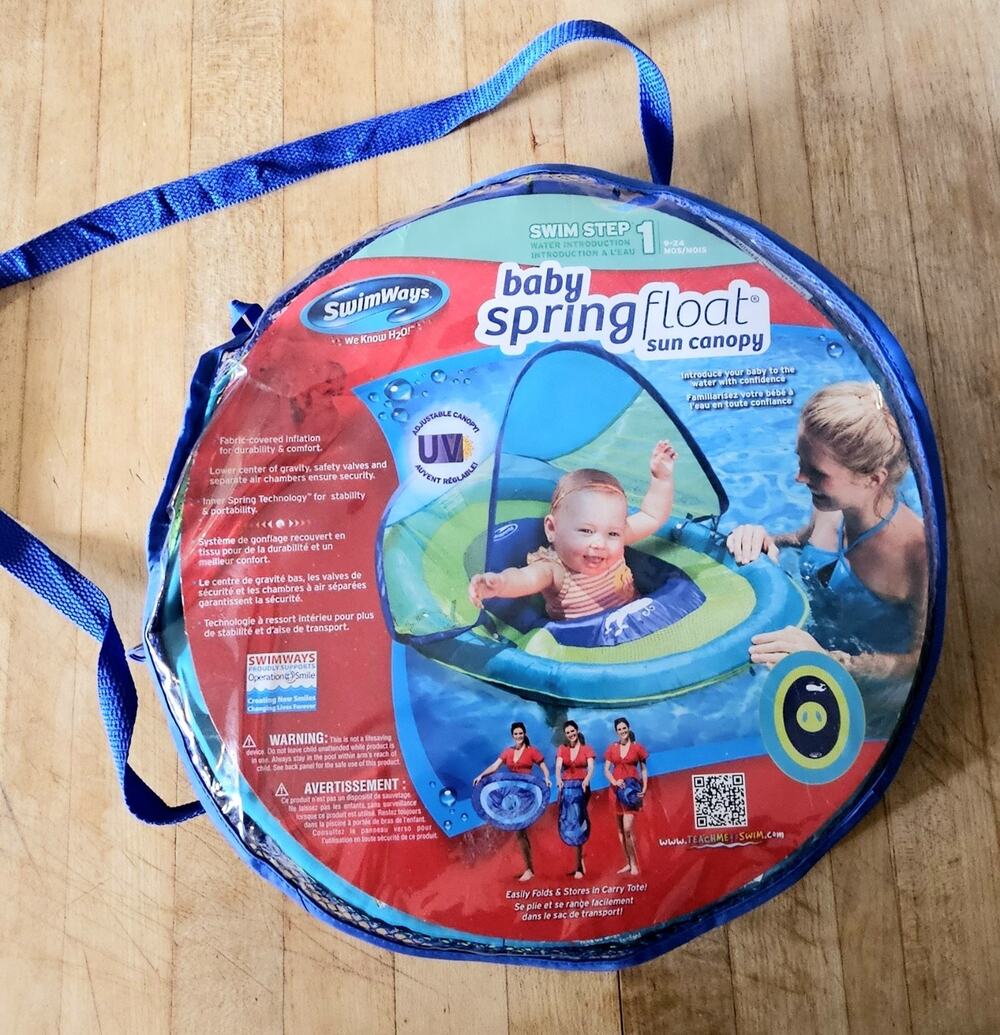 SwimWays Blue Baby Spring Float Sun Canopy Swim Step 1 for 9-24 Months BRAND NEW